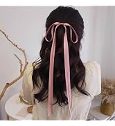 Silky Satin Bow Hair Ties Pink Tassel Ribbon Hair Bows for Women Girls Toddlers Long Tail Bowknot...