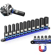 SEESII 1/2" Impact Socket Set with Magnetic Organizer, 11pcs CR-MO Deep Metric (10-24mm), 6-Point...