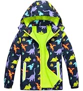 OlyPegic Boys Rain Jacket Kids Rain Jacket Lightweight Waterproof Hooded Fleece Lined Raincoats B...