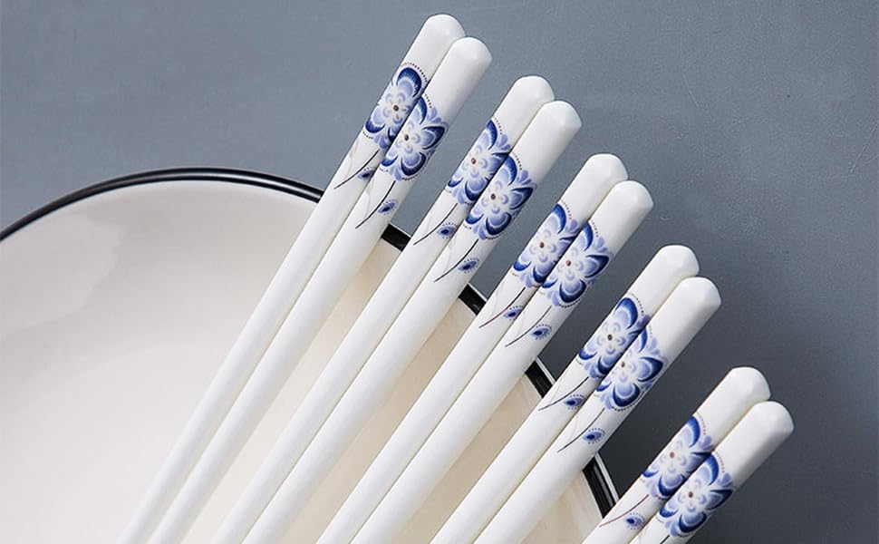 9.72 inch Chinese Bone Porcelain Chopsticks, Easy to Clean, Dishwasher Safe Microwave Safe