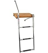 Amarine Made Boat Outboard Universal Teak Wooden Swim Platform Under Mount Fold Down 3 Step Stain...