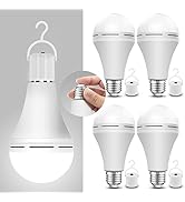 Neporal 4 Pack Emergency-Rechargeable-Light-Bulb, Stay Lights Up When Power Failure, 1200mAh 15W ...