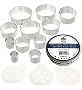 Ultra Cuisine 11 Piece Small Circle Cookie Cutter Set, Graduated Round Cookie Mold Cutter for Don...
