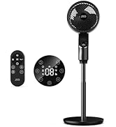 JRD Fan for Bedroom, 70° Oscillating Standing Fan, 100ft Quiet Pedestal Fans for Home Office, 85°...