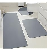 Ultra Thin Bath Mat, Upgrade Backing Non Slip Thin Bath Mats Fit Under Door, Quick Dry Ultra Abso...