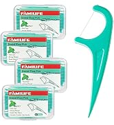 FAMILIFE Floss Picks, 240 Count Mint Dental Floss Cleaner, Tooth Picks Flossers with 4 Travel Han...
