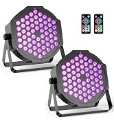 60LEDs 90W RGB DJ Par Lights for Home Party 2-Pack | Remote DMX512 Sound Activated Control. Uplig...