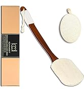 ICANdOIT 17.71inch Non-Slip Loofah Bath Brush,Shower Brush with Curved Long Handle,Cleans Hard to...