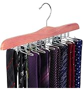 TOPIA HANGER American Red Cedar Wooden Tie Racks for Closet, 24 Tie Hangers Organizer, High-Grade...