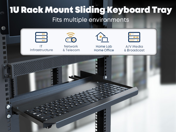 1U Rack Mount Sliding Keyboard Tray
