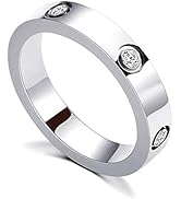 PDWZNBA Love Friendship Ring 18K Gold Silver Rose Plated Cubic Zirconia Stainless Steel Promise R...