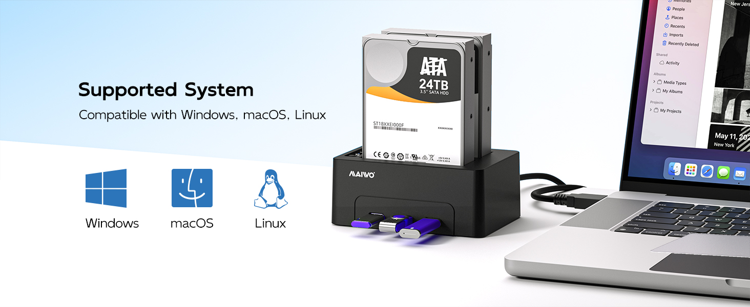 USB 3.0 USB C to SATA External Hard Drive Docking Station 2.5 3.5 Inch HDD SSD Cloner Duplicator