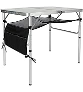 REDCAMP 3 Foot Aluminum Folding Table with Mesh Storage Organizer, Adjustable Height Lightweight ...