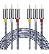 Goalfish AV Cable, 3RCA to 3RCA Stereo Audio Video Cable Nylon Braided Composite AV Cord for TV,D...