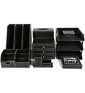 KINGFOM Office Desk Organizer Set 8PCS Office Supply Synthetic Leather Including Desk Organizer,F...