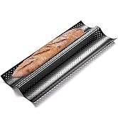 KITESSENSU Nonstick Baguette Pans for French Bread Baking, Perforated 2 Loaves Baguettes Bakery T...