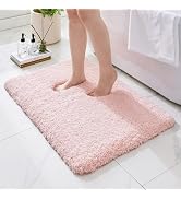 Ruggnovea Bathroom Rugs Pink 17x24 Machine Washable Bath Mat for Bathroom Floor Thick Fluffy Abso...