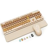 Wireless Keyboard and Mouse Combo, Magnetic Soft-Touch Wrist Rest, Round Keycaps, Full-Size Retro...
