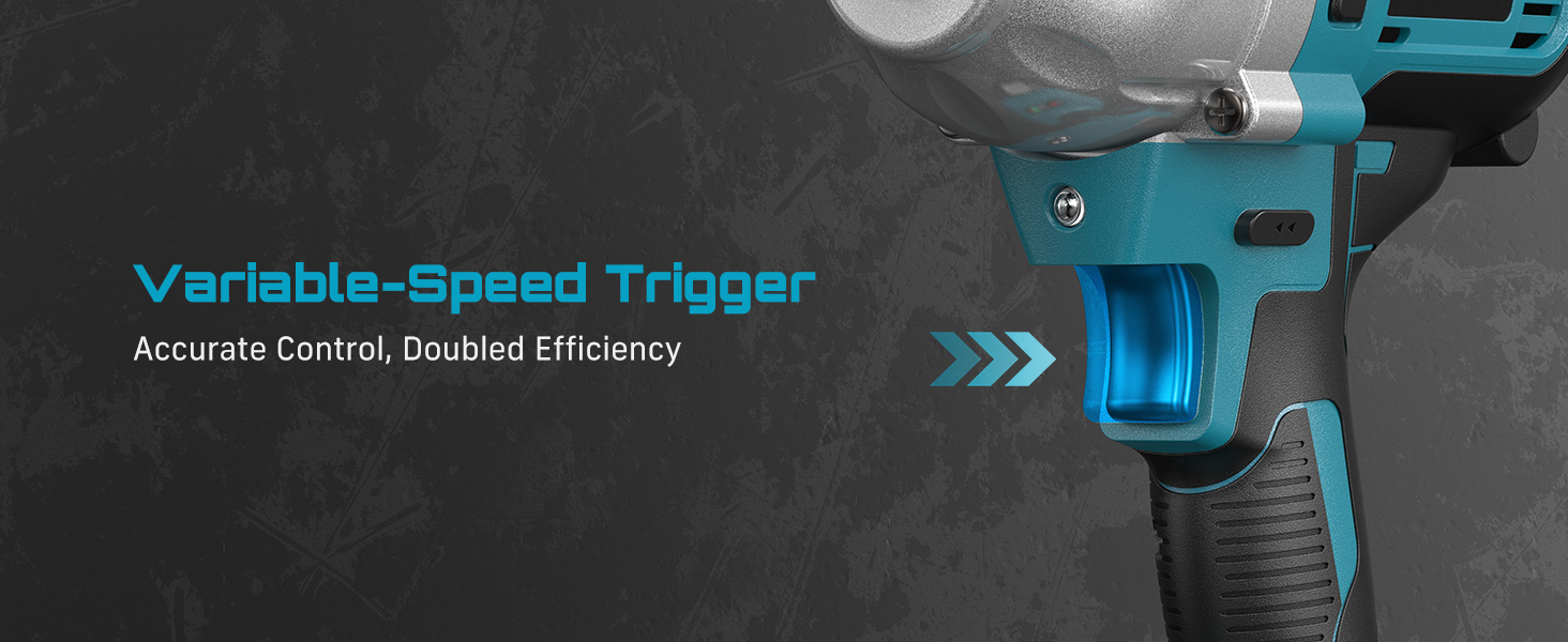 Variable-speed trigger gives you accurate control and double the efficiency.