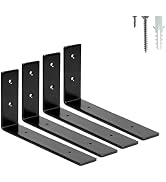 HEART ART 4 Pack Shelf Brackets 8 inch,L Brackets for Shelves,Black Heavy Duty Metal Shelf Bracke...
