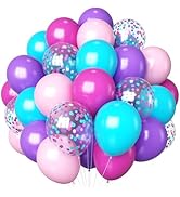 HILAVO Pink Purple Blue Balloons 60 Pcs Hot Pink Light Pink Teal Purple Latex Balloon Pastel Purp...