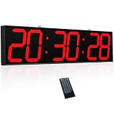 CHKOSDA 27.6in Double Sided Digital Wall Clock, Multifunctional Led Large Clock with Timer, Tempe...