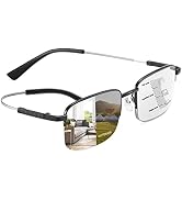 YIMI Progressive Photochromic Multifocus Reading Glasses UV400 Sunglasses Blue Light Blocking Com...