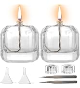 GXFCCYXT 2Pcs Small Refillable Clear Glass Oil Lamp Unscented Candles for Fine Dining | Restauran...