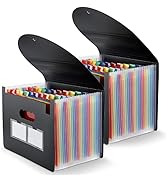 2 Pack Expanding File Folder, 24 Pocket Accordian File Organizer A4 Letter Size Portable Document...