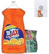 Ajax Triple Action Grease Cutting Dish Soap, Orange Scent, 52 Fl Oz bundled with Scotch Brite Hea...