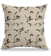 BILLAION Vintage Mallard Duck Pillow Covers 18x18, Mallard Duck Nursery Decor, Rustic Farmhouse F...