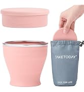 8 Oz Collapsible Travel Cup - Silicone Foldable Water Cup with Lid | BPA-Free | Waterproof Bag | ...
