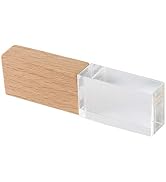 FIRSTMEMORY 32GB USB 2.0 Flash Drive Novelty Wood Crystal Transparent Pen Drive LED Light Memory ...