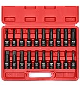 MIXPOWER 1/2" Drive Master Impact Hex Bit Set, Hex Driver, 20-Piece 1/2" Drive Allen Bit Socket S...