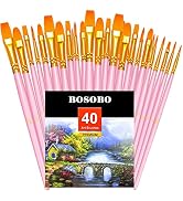 BOSOBO Paint Brushes Set, 4 Pack 40 Pcs Round Pointed Tip Paintbrushes Nylon Hair Artist Acrylic ...