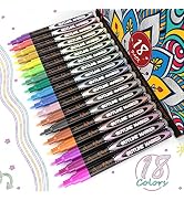 Super Squiggles Outline Pens, 18 Color Self-outline Shimmer Markers Set, Doodle Markers Double Li...