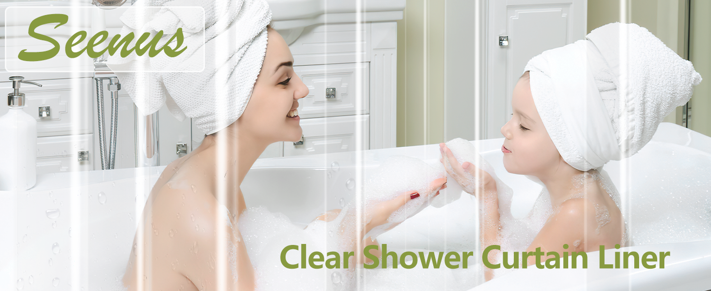 Seenus Bathroom Clear Shower Curtain Liner Weighted with 3 Large Magnets