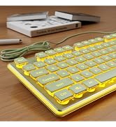 Wired Keyboard with Warm Backlit, Never Fade, Soft Click Typing, Green | Pudding Keycaps, Plug & ...