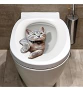 Cartoon Toilet Seat Lid Sticker Cute Cat Waterproof Self-Adhesive Removable Toilet Lid Decal Bath...