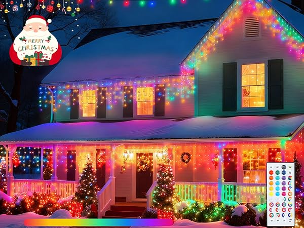 Christmas string lights roof decor