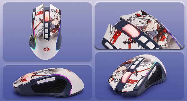 Redragon M612AK Pro mouse with anime shell and ergonomic grip for gaming adds comfort and style