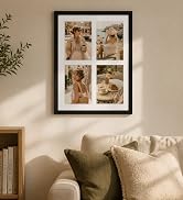 decorUhome 4 5x7 Picture frames Collage Wall Decor with Mat, Black | 12x16 Engineered Wood Pictur...