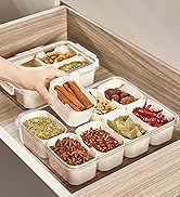 MineSign Divided Food Serving Tray with Lids Stackable Fruit&Veggie Container with 8 Small Divide...