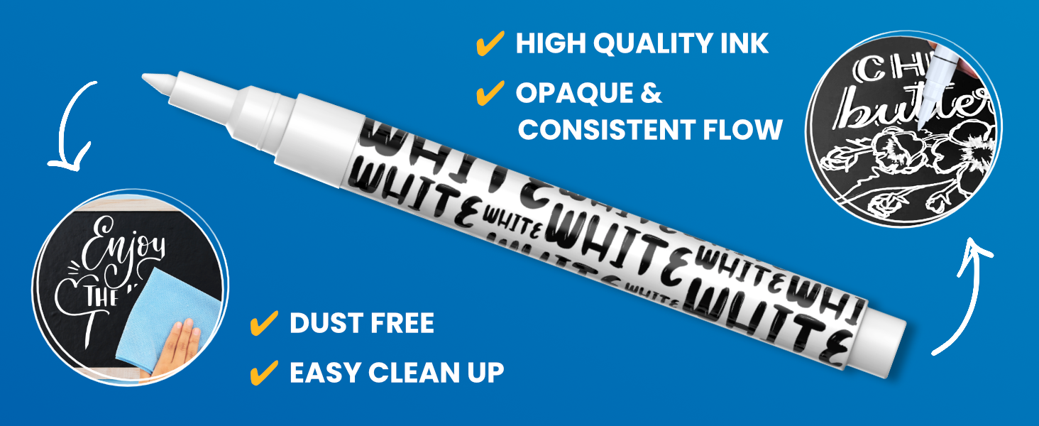 Chalkola White Chalk Markers 1mm