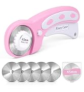 45mm Rotary Cutter for Fabric with 5 Extra Blades, Ergonomic Roller Fabric Cutter Cuts Through Mu...