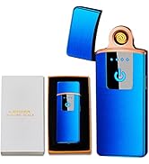 Electronic Lighter, Electric USB Lighter Windproof Rechargeable Slim Coil Lighter with Smart Fing...