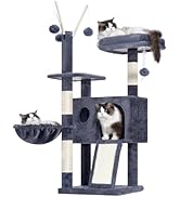 Hey-brother Cat Tree Tower, Scratching Posts with Removable Toys, Cozy Condo, Platform, Hammock, ...