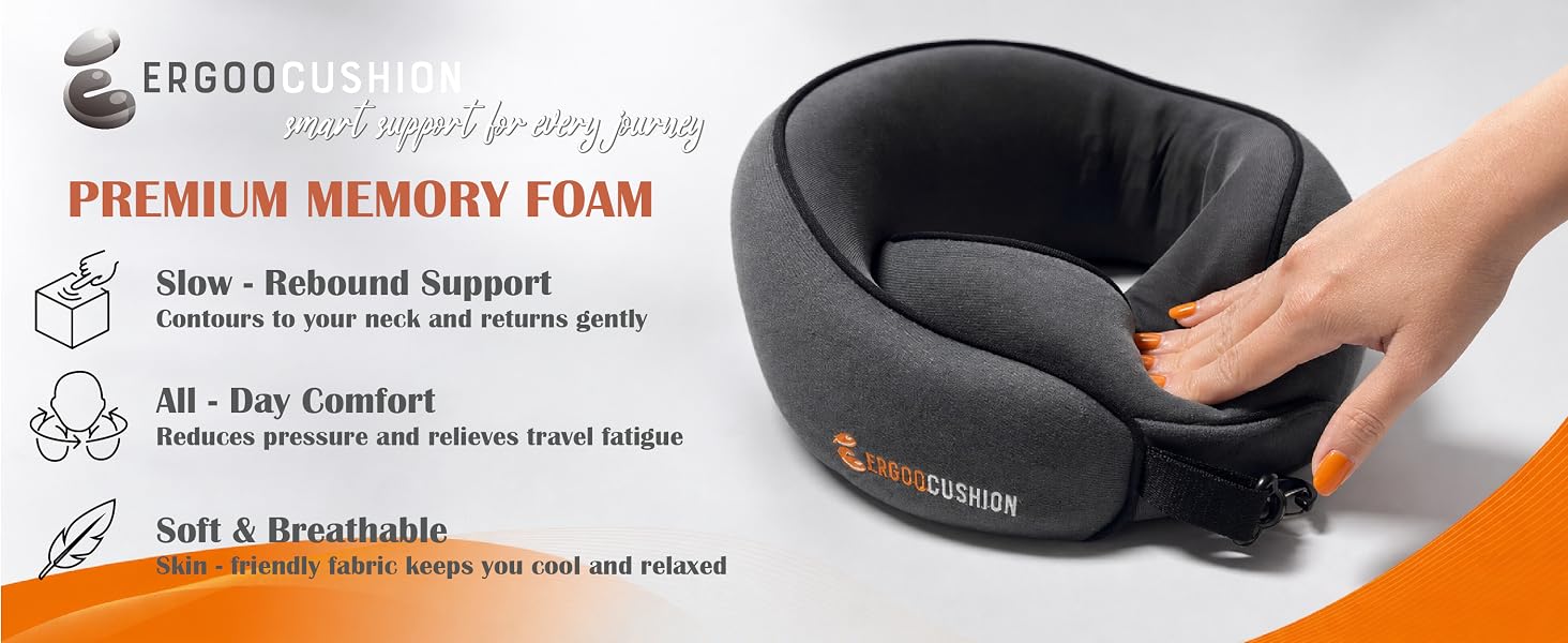 PREMIUM MEMORY FOAM Slow - Rebound Support All - Day Comfort Soft & Breathable
