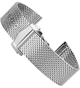 watchdives Watch Band Stainless Steel Mesh Straps for Men, 20mm Mesh Bracelet Adjustable Woven Me...