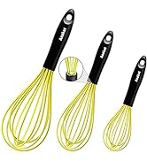 ANAEAT Silicone Whisk, Thick Stainless Steel Wire Inner Heat Resistant - Kitchen Whisks for Non-S...